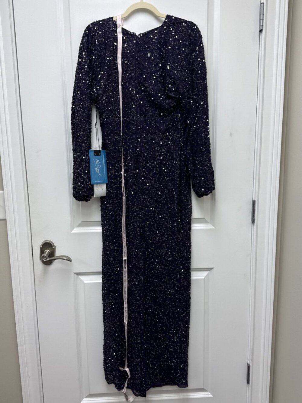 Mac Duggal Size 2 Purple 10791 Sequined Long Sleeve Column Gown Dress Formal NWT - Picture 7 of 10